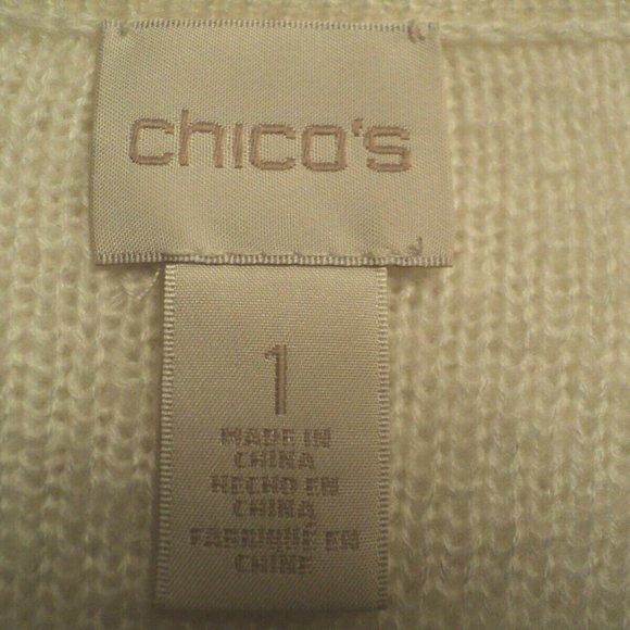 Chico's Sweater Pullover Size 1 (M) Cream, Beaded - Picture 7 of 7
